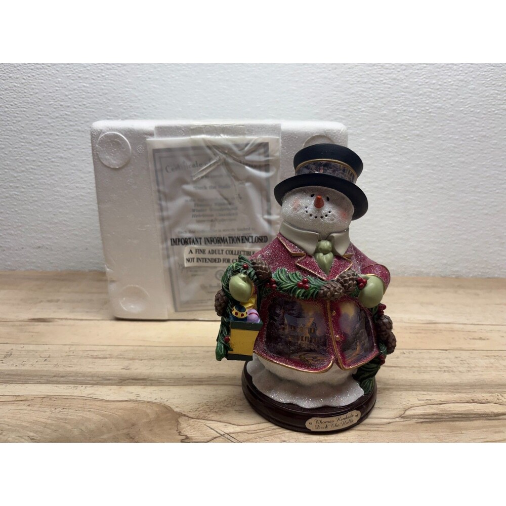 2007 Thomas Kinkade Deck The Halls Snowman Bradford Collection